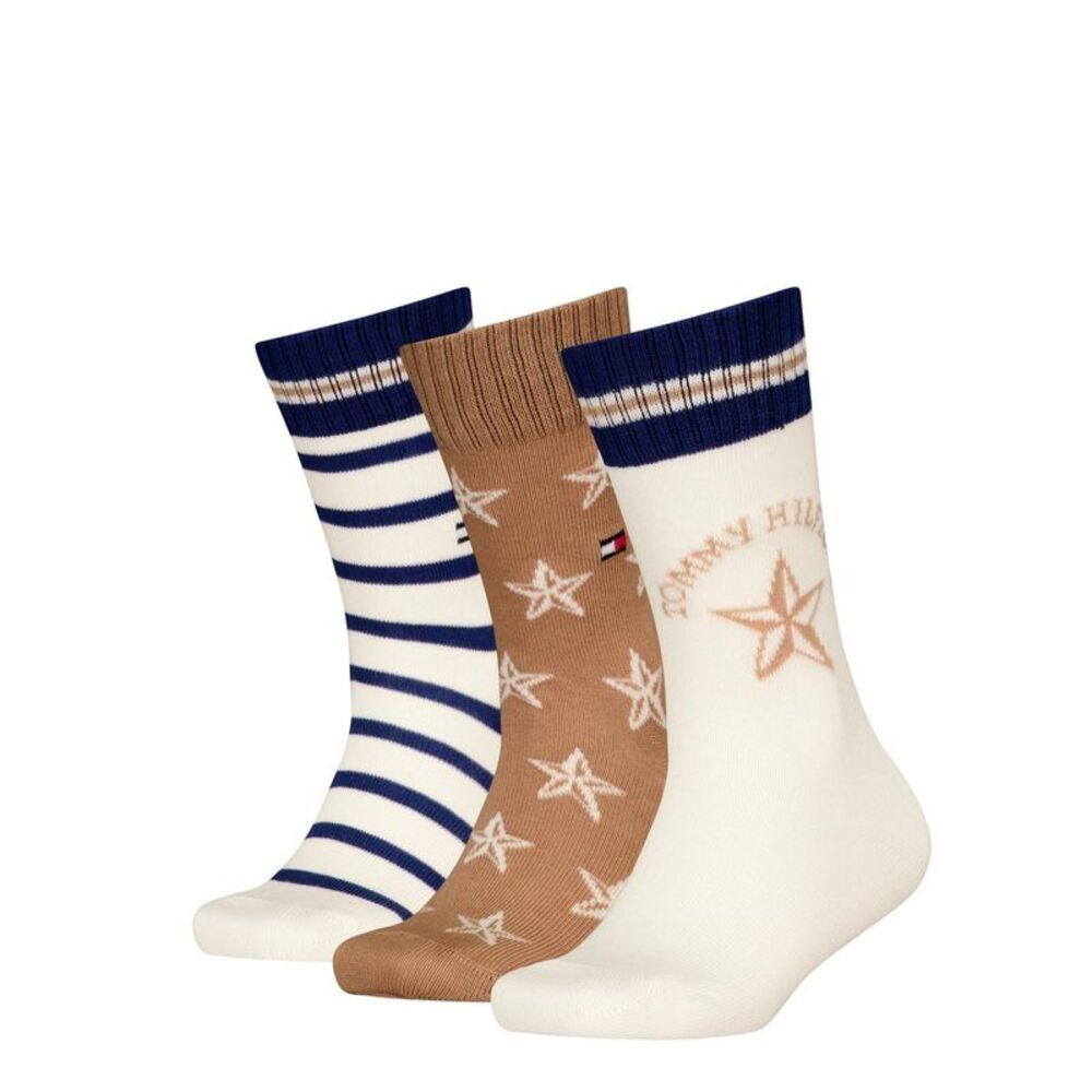 Tommy Hilfiger Childrens/Kids Ribbed Crew Socks (Pack of 3) / Khaki